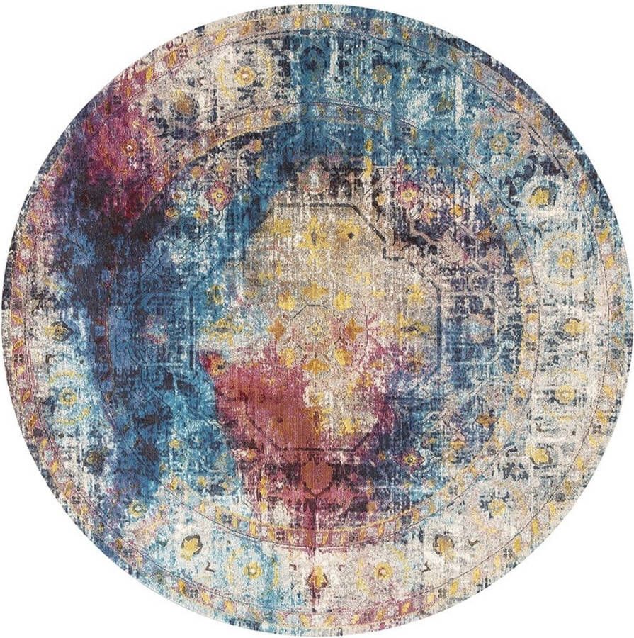 Muratap Tapijtenloods Picasso Heriz Vintage Rond Vloerkleed Multi Blauw Laagpolig- 350 CM ROND - Foto 2
