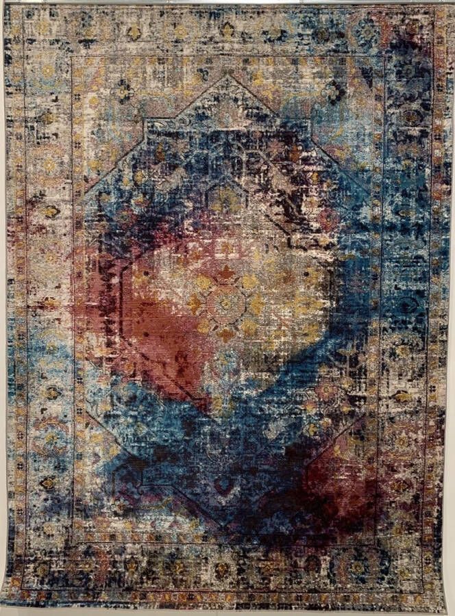 Muratap Tapijtenloods Picasso Heriz Vintage Vloerkleed Multi Blauw Laagpolig 200x290 CM