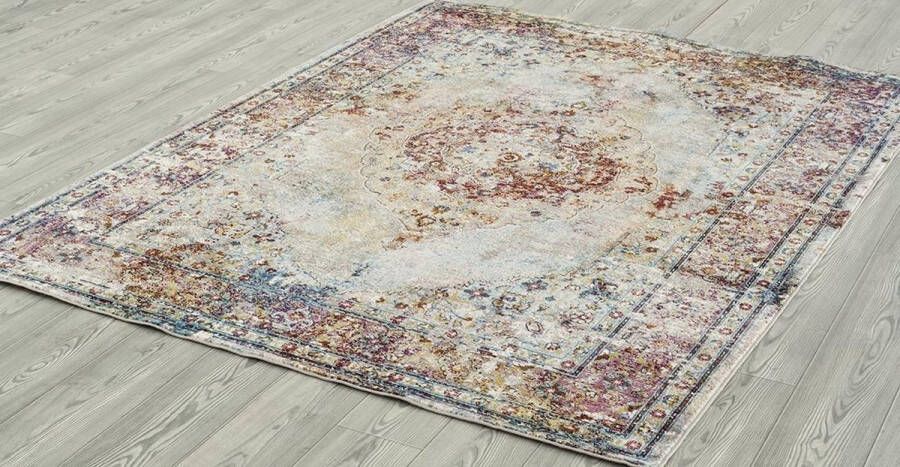 Muratap Tapijtenloods Picasso Keshan Vintage Vloerkleed Multi Beige Laagpolig 80x150 CM