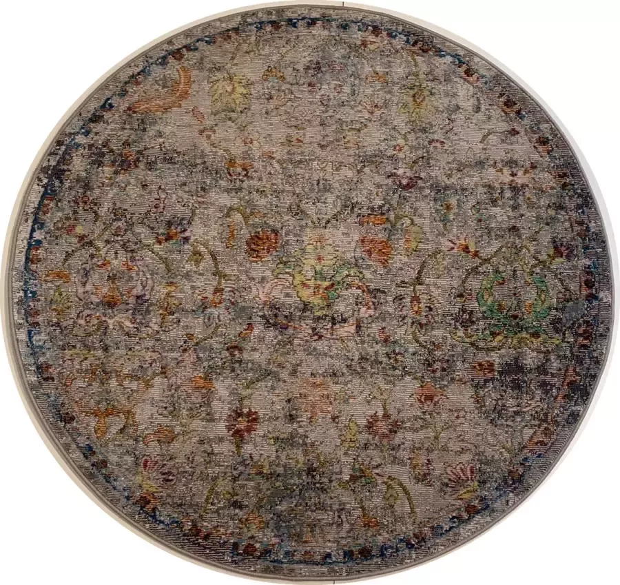 Muratap Tapijtenloods Picasso Sarough Vintage Rond Vloerkleed Creme Beige Laagpolig- 200 CM ROND - Foto 3