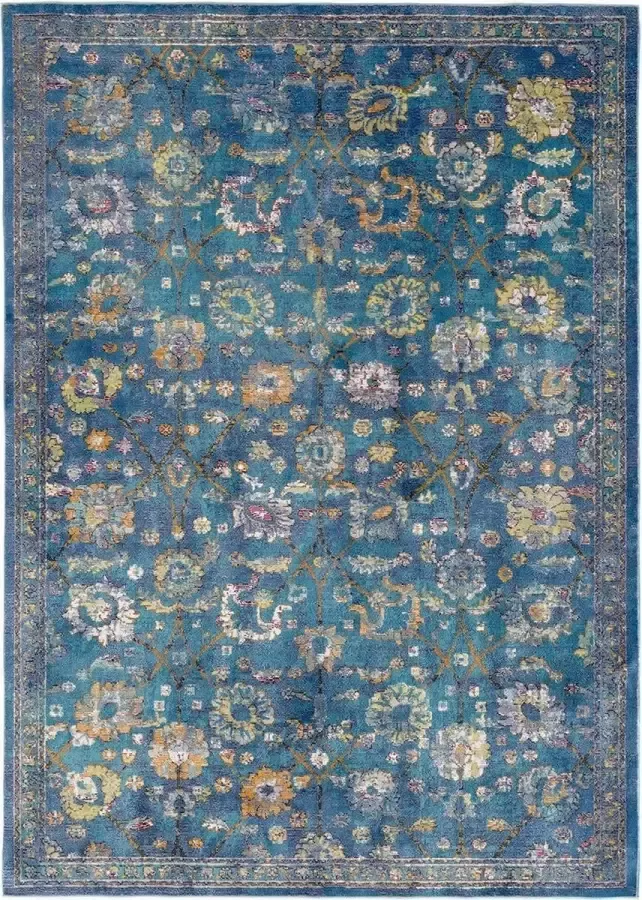 Muratap Tapijtenloods Picasso Sarough Vintage Vloerkleed Blauw Laagpolig 133x190 CM