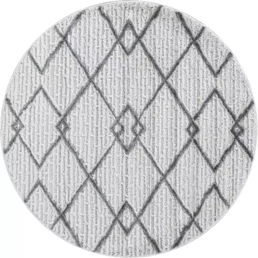 Muratap Tapijtenloods Pisa Modern Design Rond Vloerkleed Laagpolig Creme- 160 CM ROND