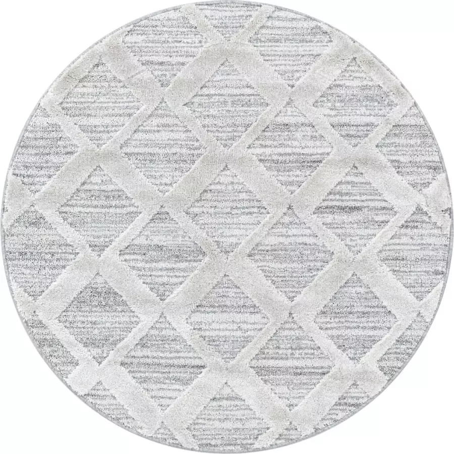 Muratap Tapijtenloods Pisa Modern Design Rond Vloerkleed Laagpolig Grijs- 160 CM ROND - Foto 2