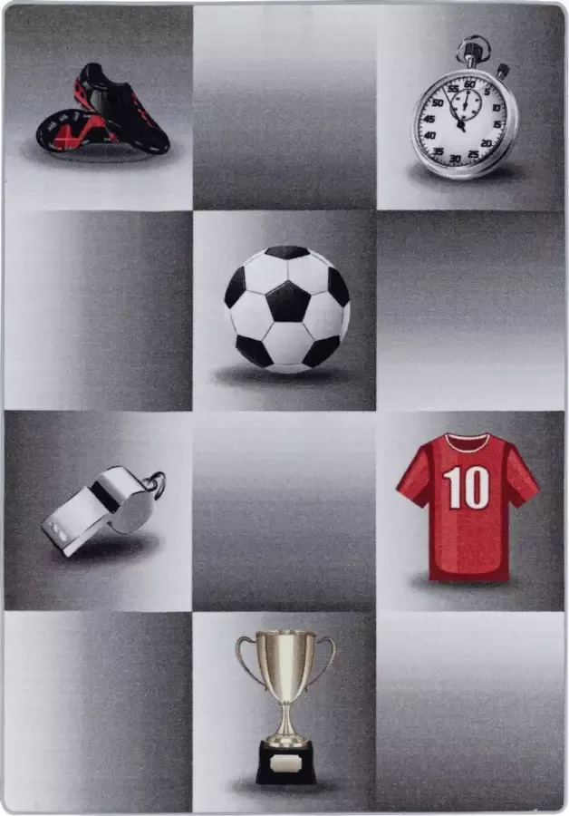 Muratap Tapijtenloods Play Vloerkleed Kinderkamer Soccer Star Laagpolig Grijs- 160x230 CM