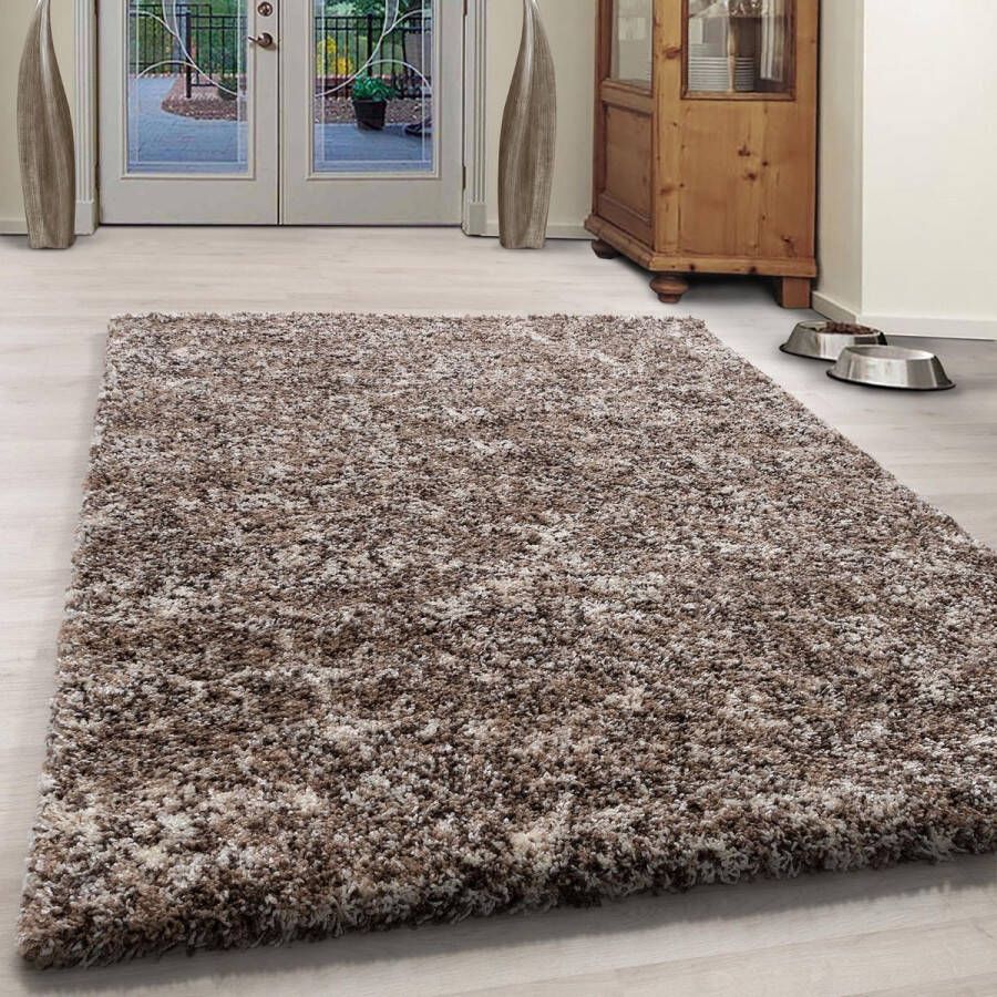 Muratap Tapijtenloods Rainbow Soft Shaggy Hoogpolig Vloerkleed Beige- 160x230 CM