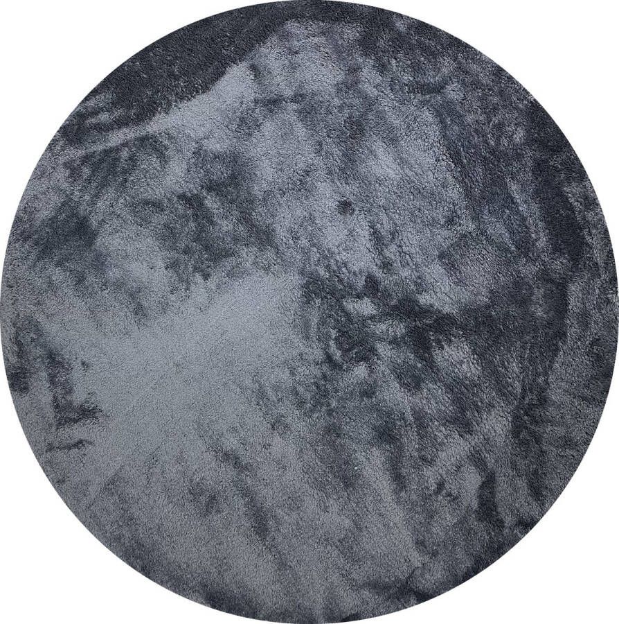 Muratap Tapijtenloods Samba Soft Fluffy Vloerkleed Laagpolig Antraciet- 120 CM ROND