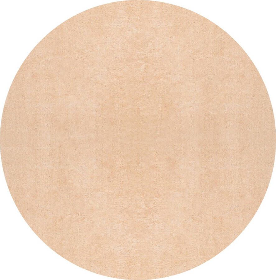 Muratap Tapijtenloods Samba Soft Fluffy Vloerkleed Laagpolig Donker Beige- 80 CM ROND