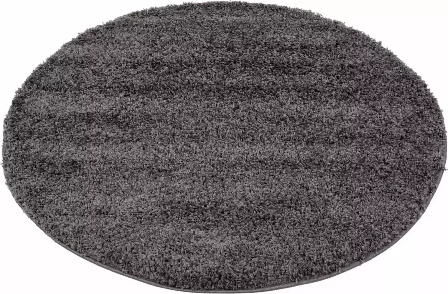 Muratap Tapijtenloods Shaggy Hoogpolig Vloerkleed Effen Grijs Rond- 160 CM ROND - Foto 2