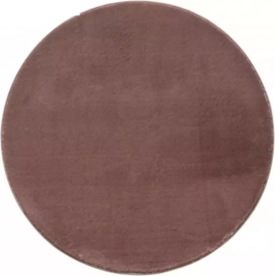 Muratap Tapijtenloods Soft Basics Wasbaar Effen Vloerkleed Bruin Hoogpolig- 120 CM ROND - Foto 2