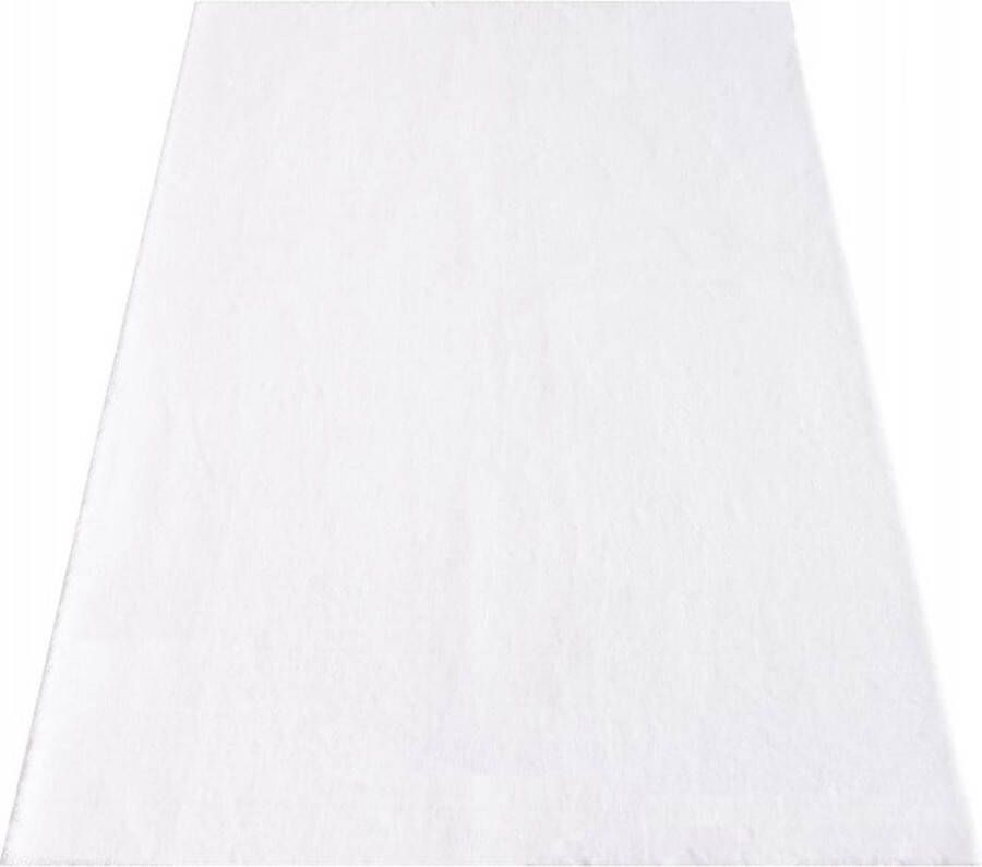 Muratap Tapijtenloods Soft Basics Wasbaar Effen Vloerkleed Creme Wit Hoogpolig- 80 CM ROND