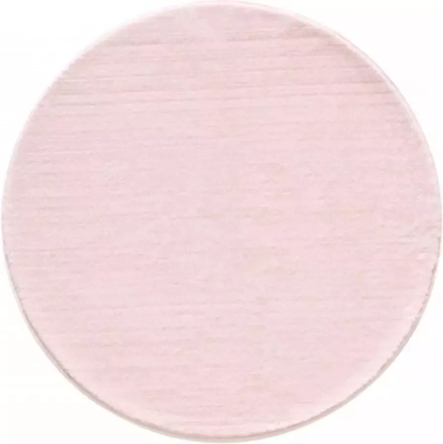 Muratap Tapijtenloods Soft Basics Wasbaar Effen Vloerkleed Roze Hoogpolig 120 CM ROND