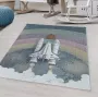 Muratap Tapijtenloods Space Shuttle Laagpolig Baby Kinderkamer Vloerkleed Blauw Multi 160x230 CM - Thumbnail 3
