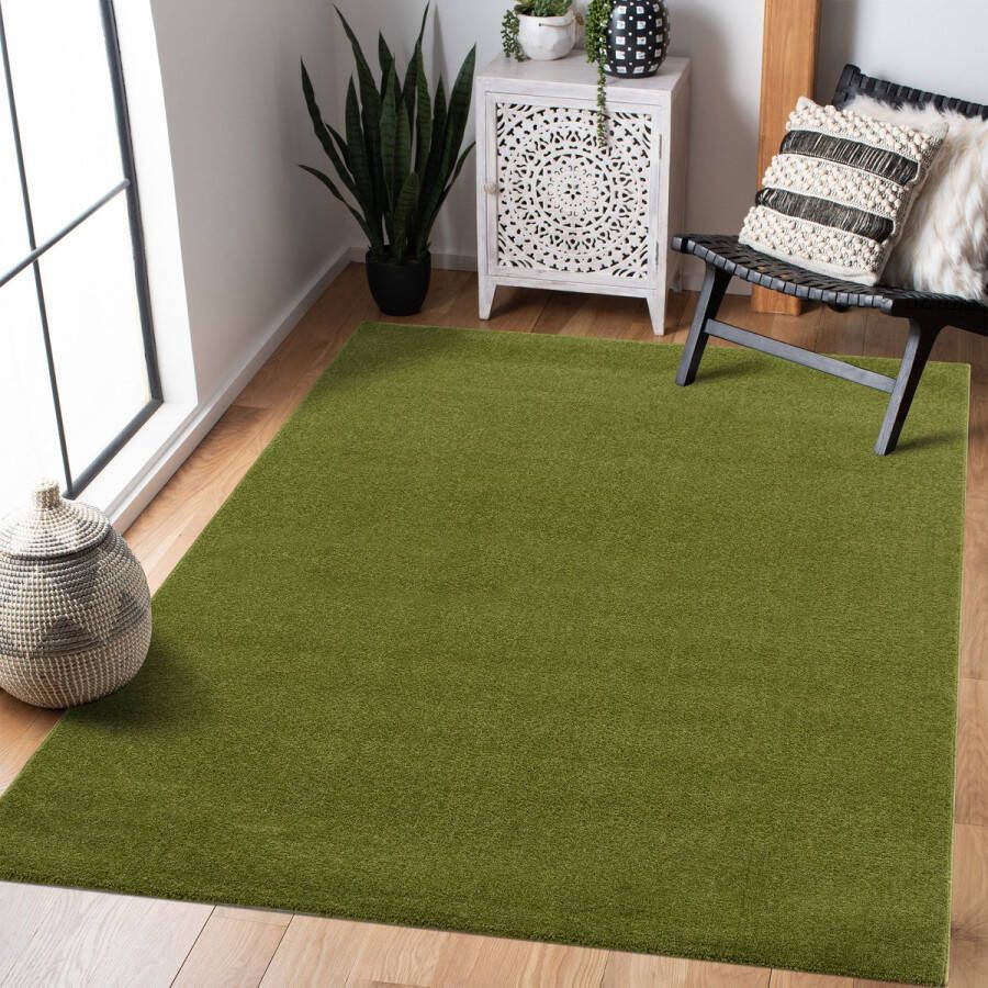 Muratap Tapijtenloods Uni Effen Vloerkleed Laagpolig Groen 160x230 CM Modern Vloerkleed Laagpolig Tapijt