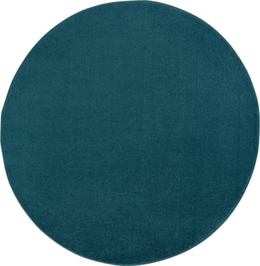 Muratap Tapijtenloods Uni Rond Effen Laagpolig Vloerkleed Modern Blauw- 120 CM ROND