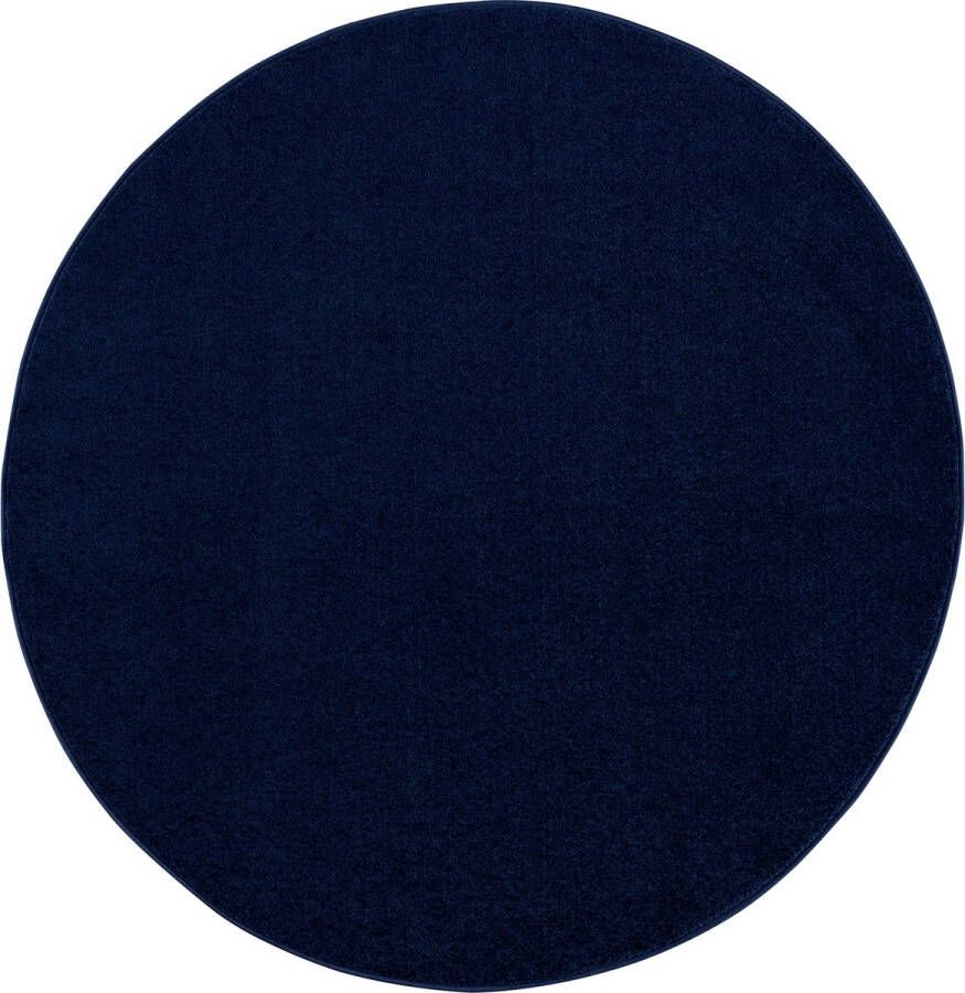 Muratap Tapijtenloods Uni Rond Effen Laagpolig Vloerkleed Modern Donker Blauw Navy- 200 CM ROND