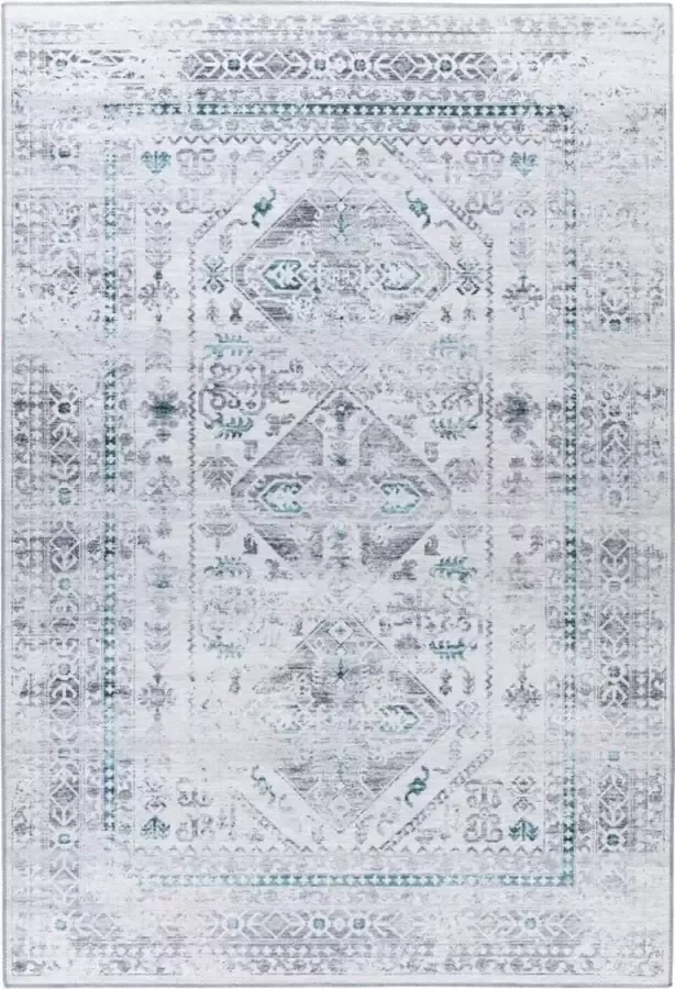 Muratap Tapijtenloods Vintage Heriz Wasbaar Vloerkleed Laagpolig Zilver 120x170 CM