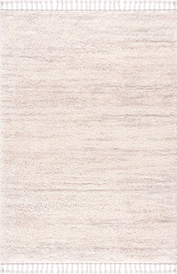 Muratap Tapijtenloods Vloerkleed Hoogpolig Shaggy in Creme Modern Scandinavisch- 80x400 CM