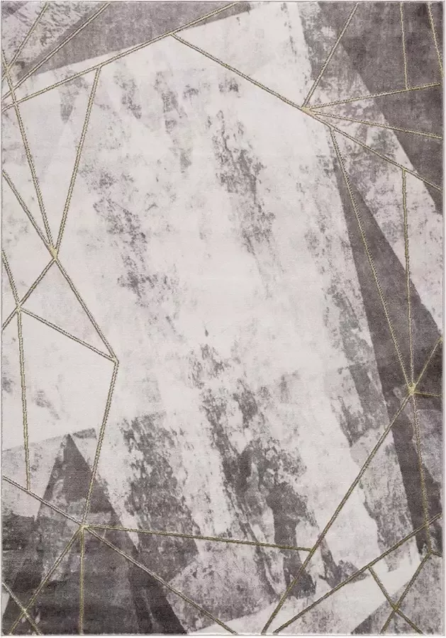 Muratap Tapijtenloods Vloerkleed Laagpolig Noa Abstract Grijs Goud 120x170 CM