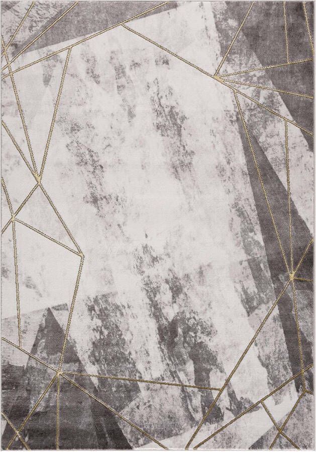 Muratap Tapijtenloods Vloerkleed Laagpolig Noa Abstract Grijs Goud 80x150 CM
