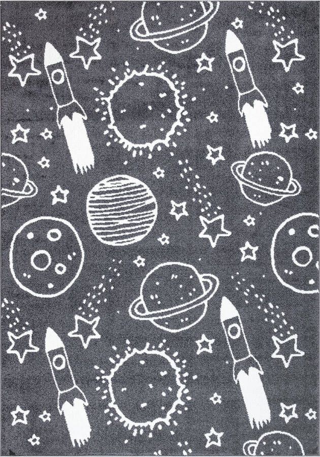 Muratap Tapijtenloods Vloerkleed Space Laagpolig Anime Kids Grijs- 190x280 CM