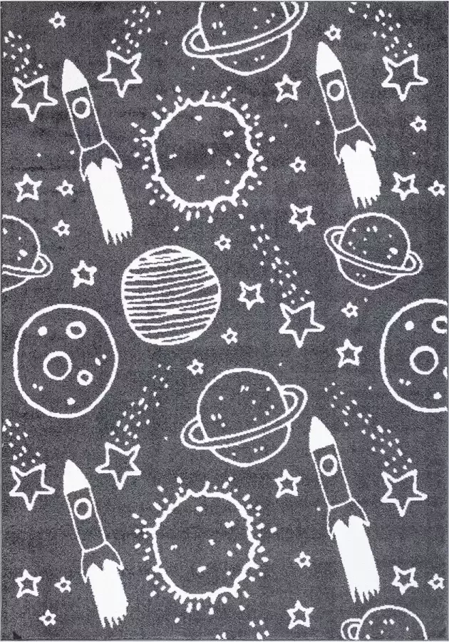 Muratap Tapijtenloods Vloerkleed Space Laagpolig Anime Kids Grijs 80x150 CM