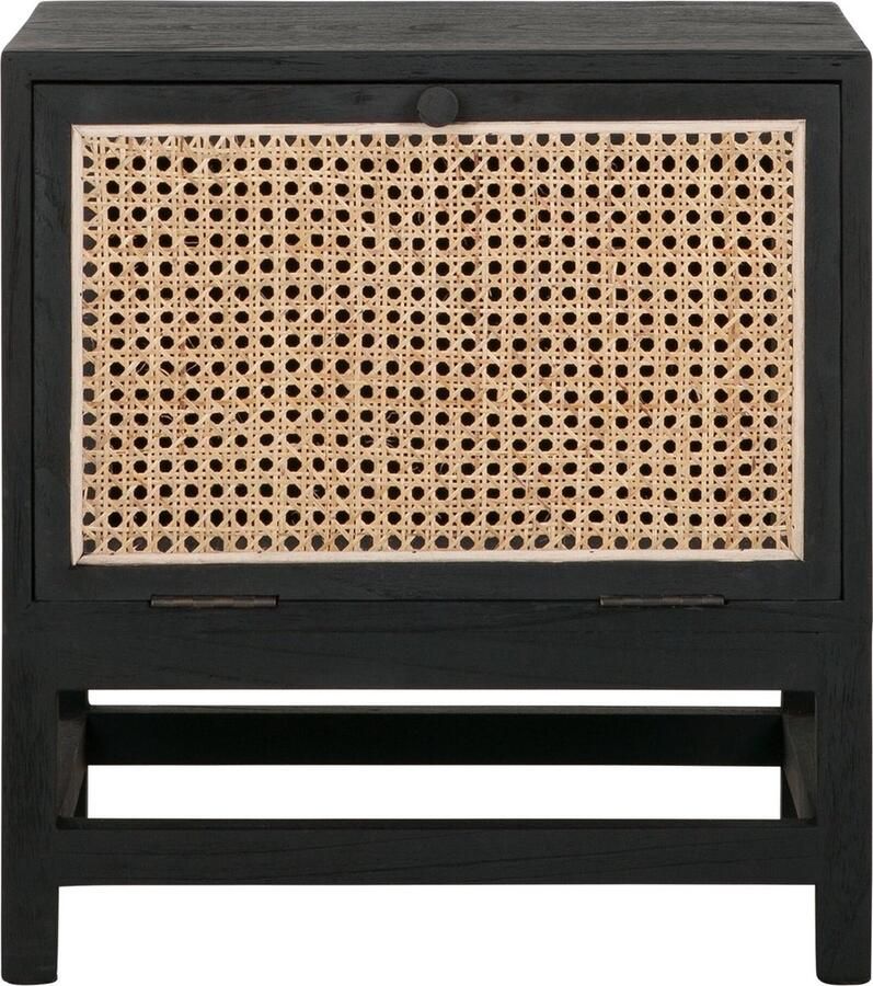 MUST Living Nachtkastje Raffles Rotan en hout 45 x 48cm Zwart Naturel