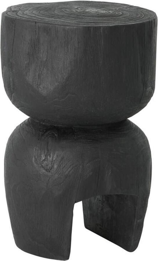 Must Living Side table Amber Black 45xØ30 cm black recycled teakwood with natural cracks