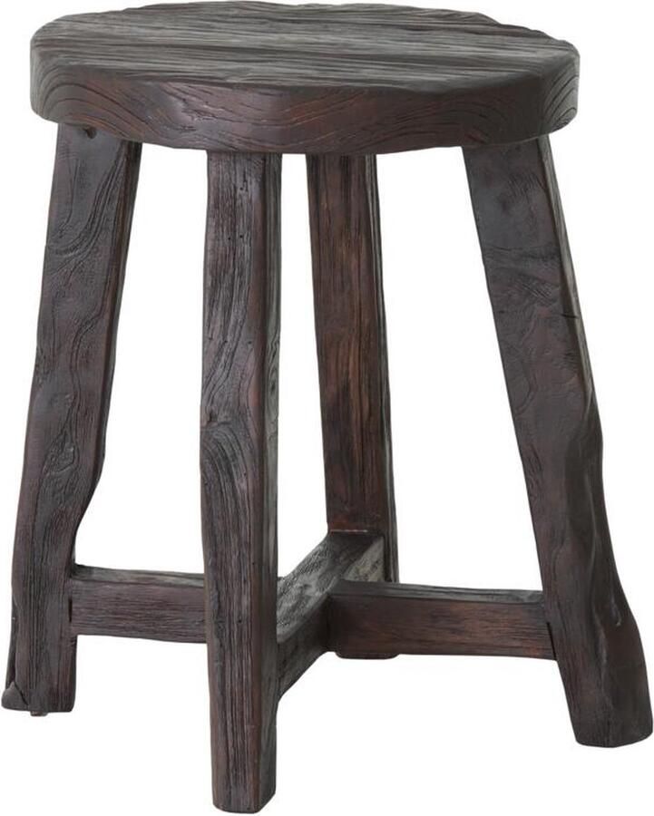 Must Living Stool Gio Brown 45xØ35 cm brown recycled teakwood with natural cracks