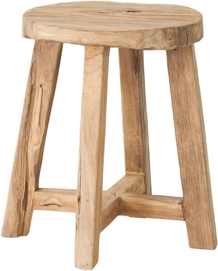 Must Living Stool Gio Natural 45xØ35 cm natural recycled teakwood with natural cracks