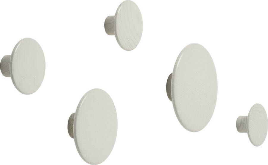 Muuto The Dots Kapstok Hout off white Set 5 Stuks
