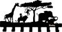 Muuzey Kinderkapstok – Jungle Safari Kinderkamer Babykamer kapstokken Zwarte wandkapstok Kapstok kinderkamer Babykamer accessoires Kinderkapstok haakjes Babykamer kapstokken Met bevestigingsmateriaal 7 Haken - Thumbnail 1