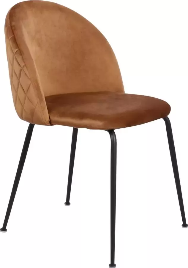 MWI Collectie Eetkamerstoel Oslo velvet Set van 2 Bruin Fluweel Velvet Eetkamerstoel Eetkamerstoelen Woonkamerstoelen