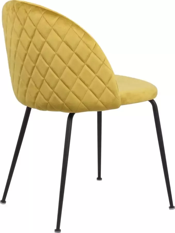MWI Collectie Eetkamerstoel Oslo velvet Set van 2 Geel Fluweel Velvet Eetkamerstoel Eetkamerstoelen Woonkamerstoelen