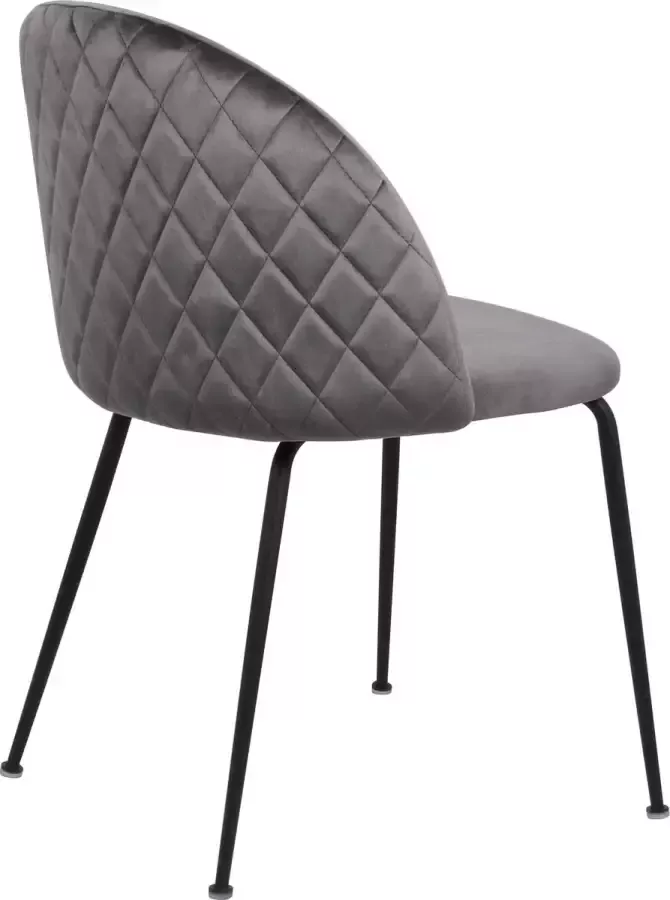 MWI Collectie Eetkamerstoel Oslo velvet Set van 2 Grijs Fluweel Velvet Eetkamerstoel Eetkamerstoelen Woonkamerstoelen
