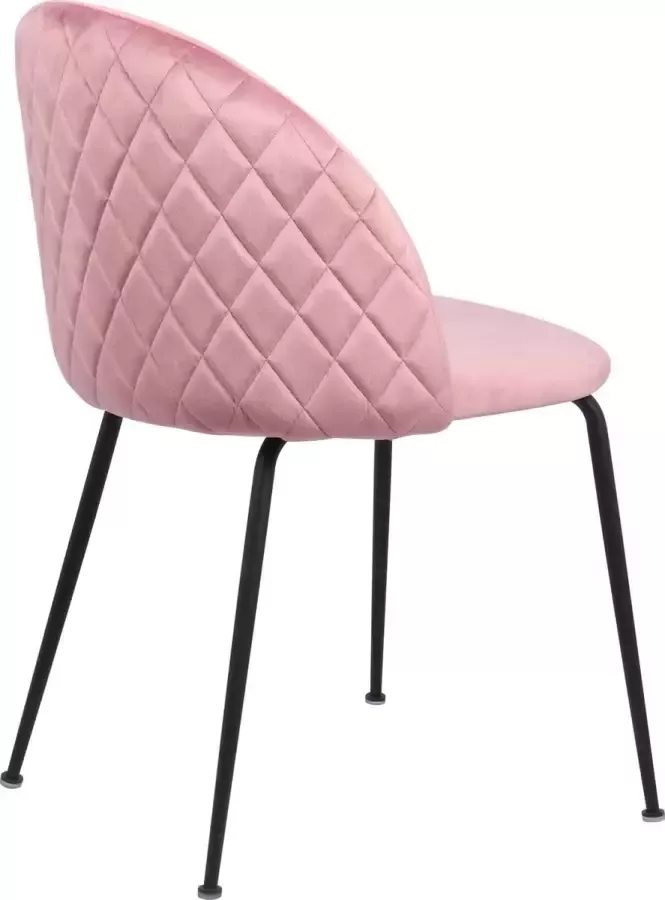 MWI Collectie Eetkamerstoel Oslo velvet Set van 2 Roze Fluweel Velvet Eetkamerstoel Eetkamerstoelen Woonkamerstoelen