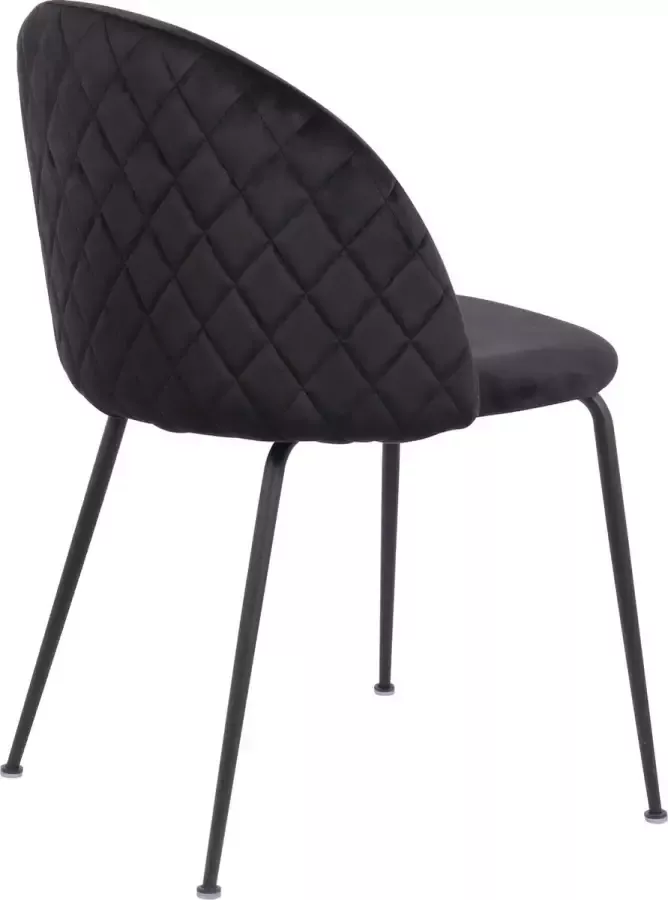 MWI Collectie Eetkamerstoel Oslo velvet Set van 2 Zwart Fluweel Velvet Eetkamerstoel Eetkamerstoelen Woonkamerstoelen