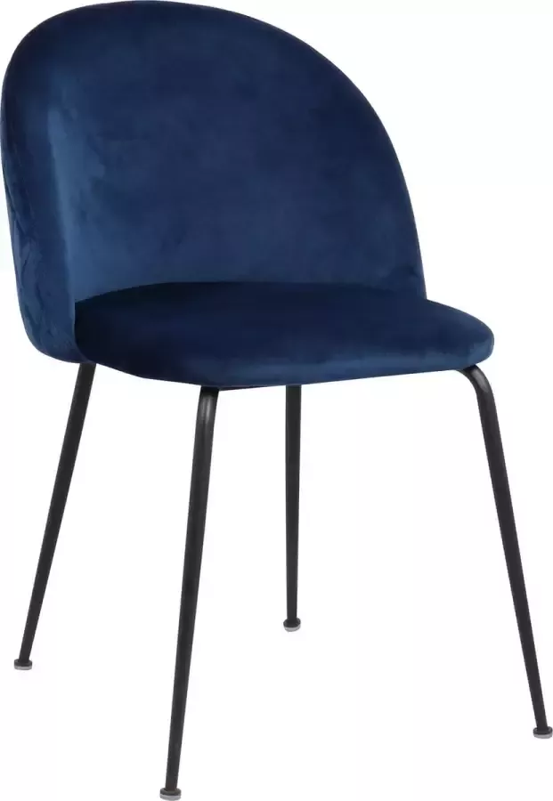 MWI Collectie Eetkamerstoel Oslo velvet Set van 6 Blauw Fluweel Velvet Eetkamerstoel Eetkamerstoelen Woonkamerstoelen