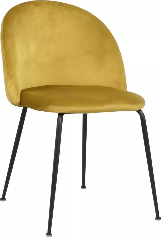 MWI Collectie Eetkamerstoel Oslo velvet Set van 6 Geel Fluweel Velvet Eetkamerstoel Eetkamerstoelen Woonkamerstoelen