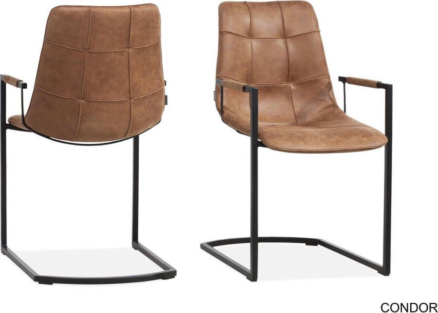 MX Sofa Eetkamerstoel Condor met armleuning leverbaar in de kleur Cognac Antraciet Olijf
