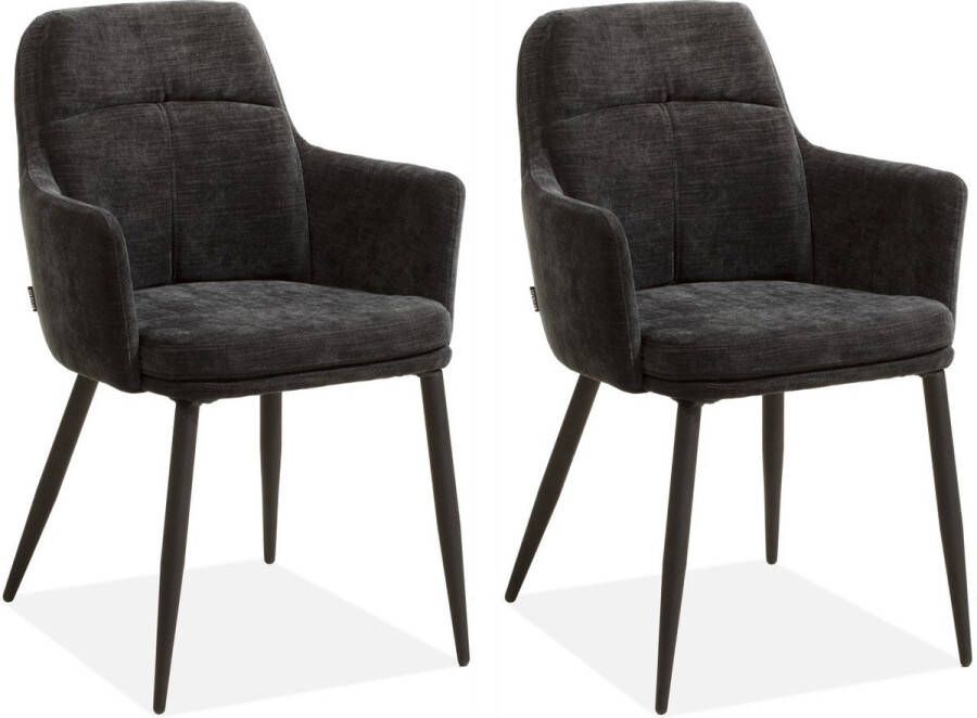 MX Sofa Eetkamerstoel Donna Black (set van 2 stoelen)