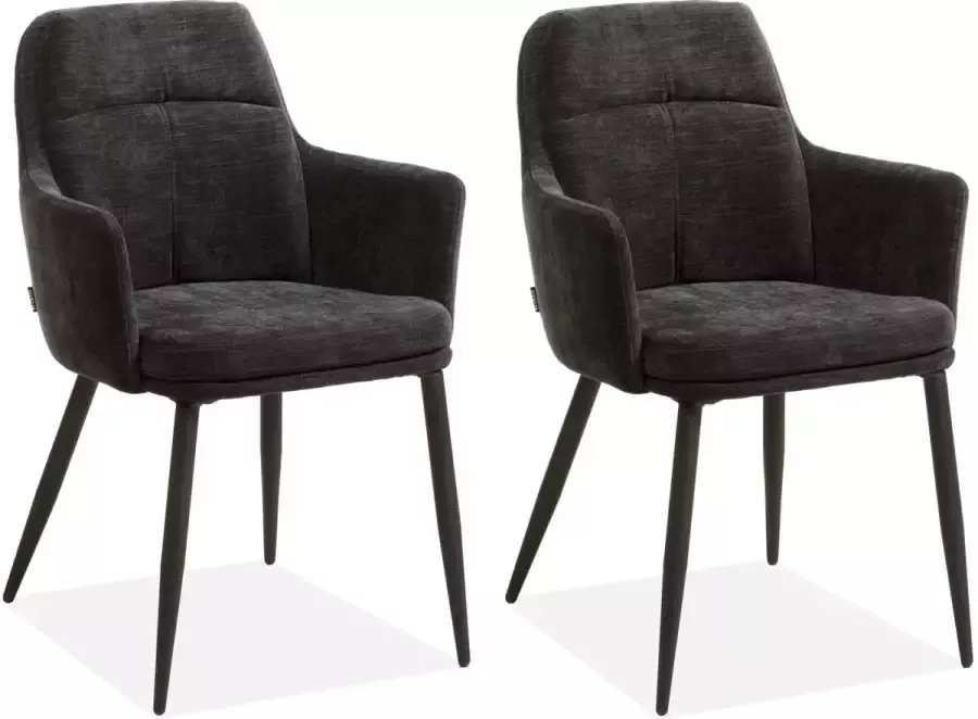 MX Sofa Eetkamerstoel Donna Black (set van 2 stoelen)