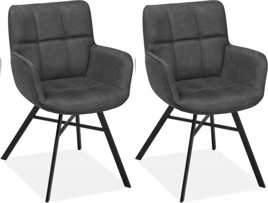 MX Sofa Eetkamerstoel Marcon Antraciet (set van 2 stuks)