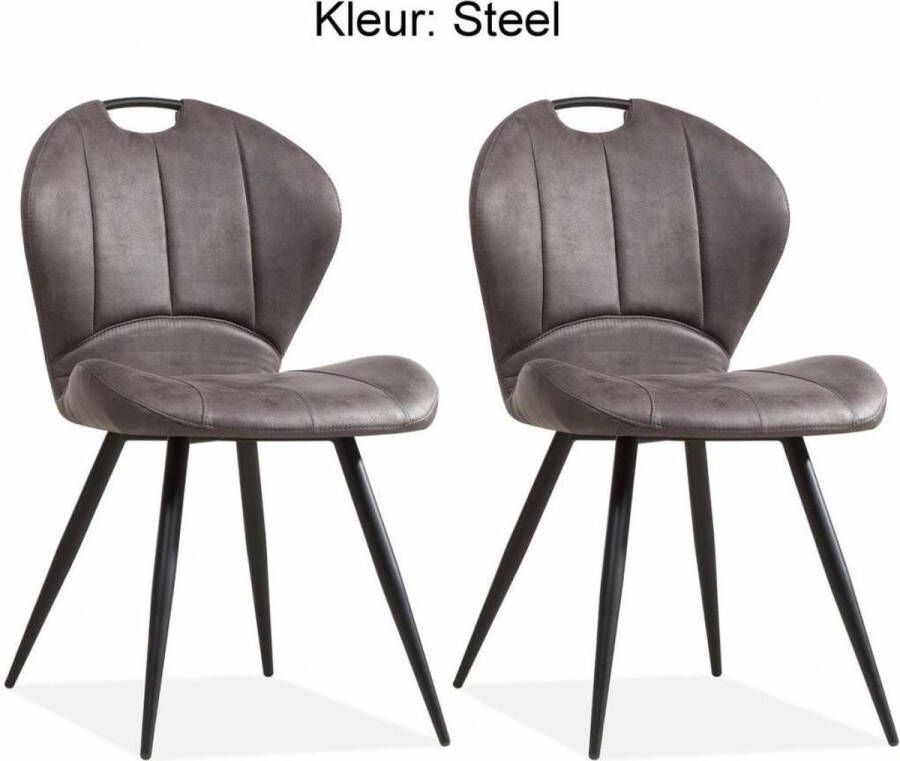 MX Sofa Eetkamerstoel Miracle Steel (set van 2 stuks)