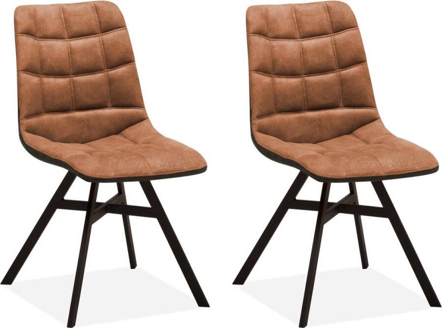 MX Sofa Eetkamerstoel Nynke Cognac (set van 2 stoelen)