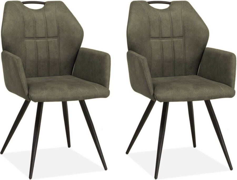 MX Sofa Eetkamerstoel Puck Mosgroen (set van 2 stoelen)