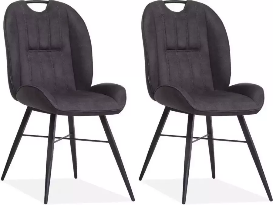 MX Sofa Eetkamerstoel Shelton Antraciet (set van 2 stoelen)