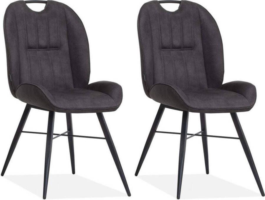 MX Sofa Eetkamerstoel Shelton Antraciet (set van 2 stoelen)