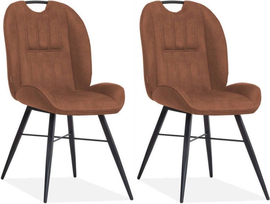 MX Sofa Eetkamerstoel Shelton Cognac (set van 2 stoelen)