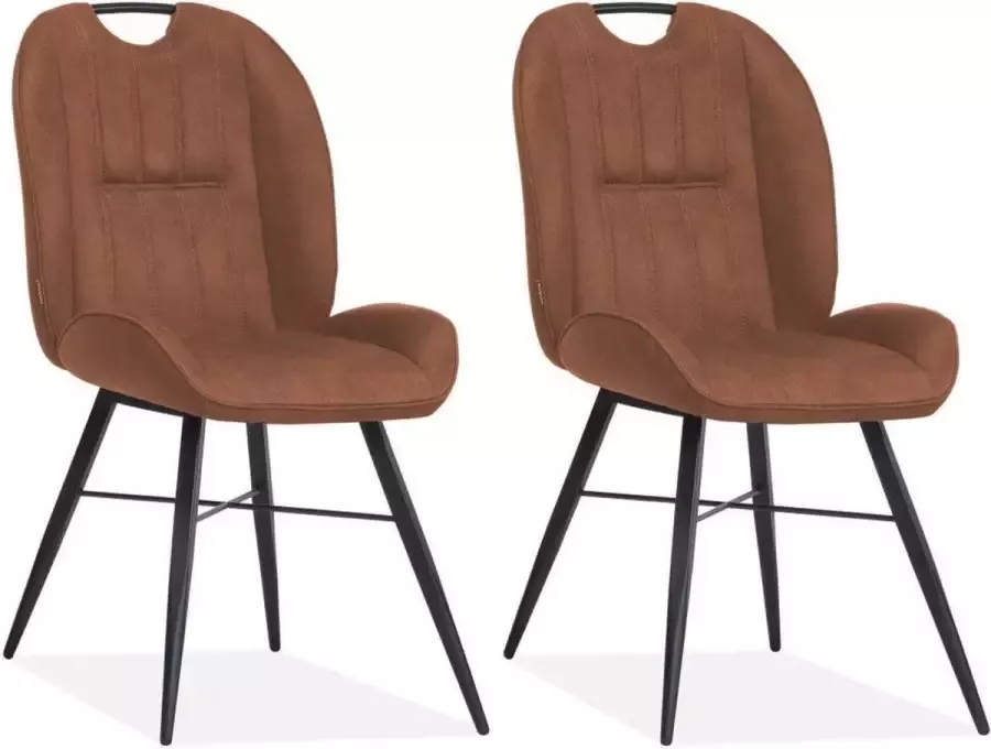 MX Sofa Eetkamerstoel Shelton Cognac (set van 2 stoelen)