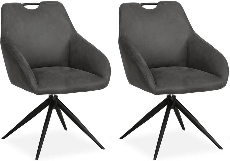 MX Sofa Eetkamer stoel Luka Antraciet (set van 2 stuks)